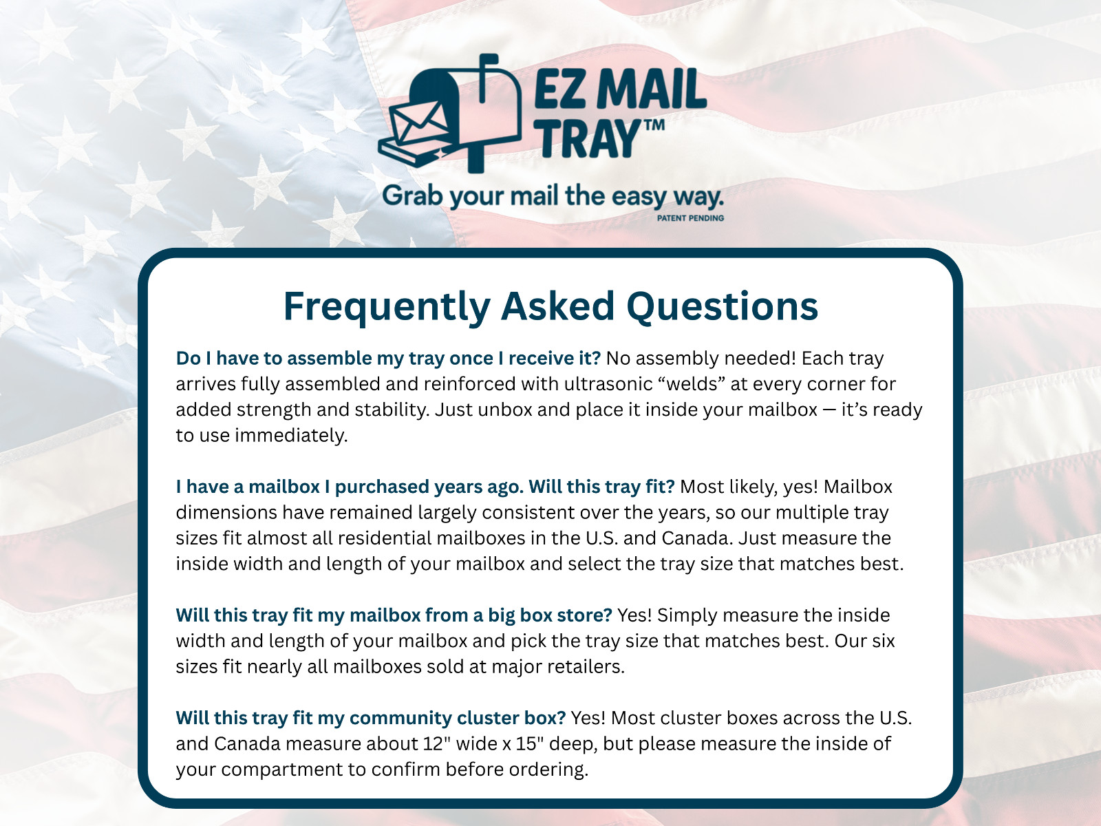 EZ Mail Tray™ Organizer - Mailbox Tray Insert