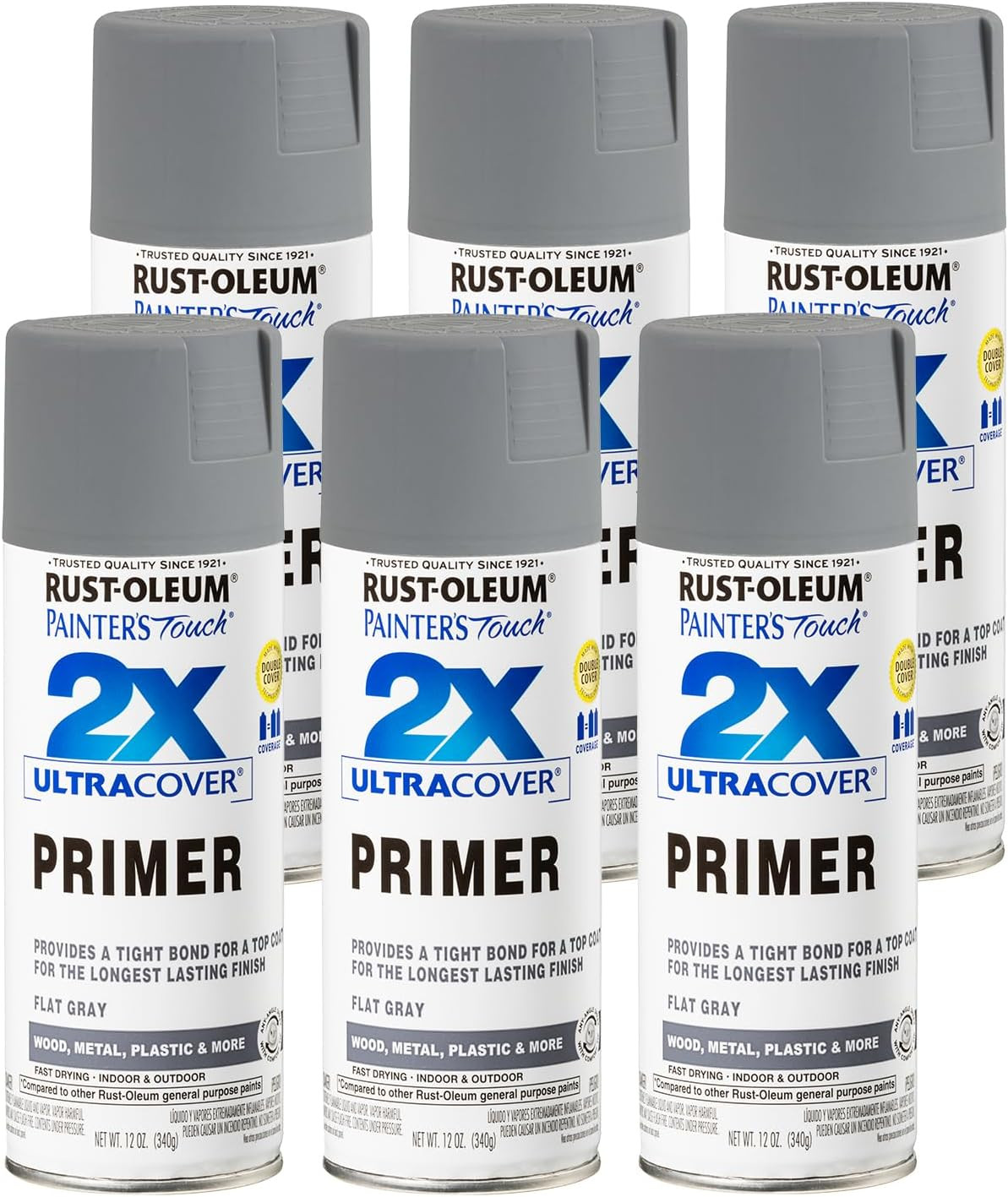 334017Painter'S Touch 2X Ultra Cover Spray Primer, 12 Oz, Flat Gray,