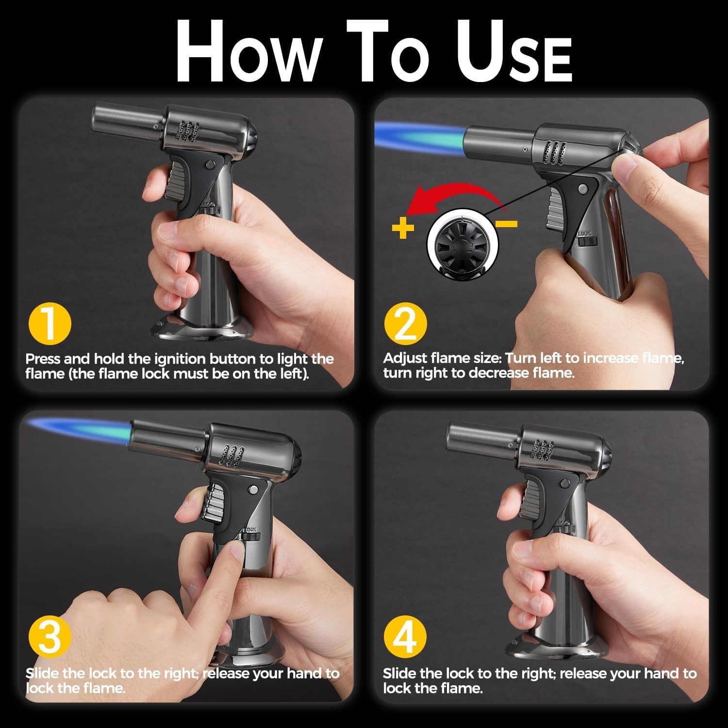 Butane Torch, Butane Refillable Kitchen Cooking Torch, Torch Lighter with Safety