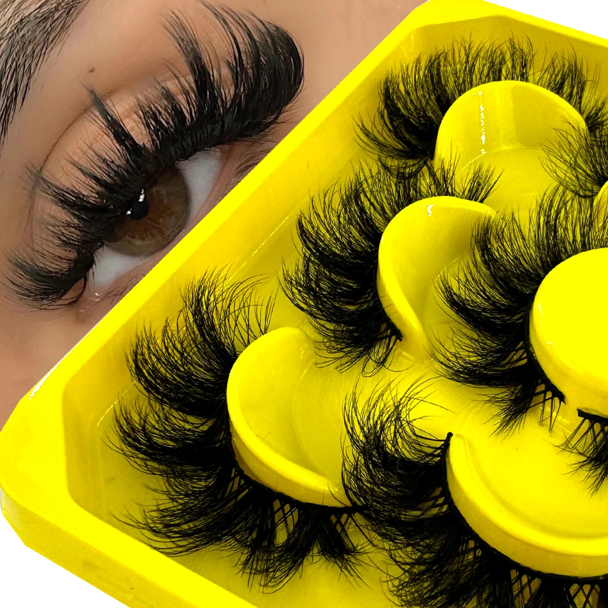 New 5 pairs Fluffy Lashes 8D False Eyelashes 15-20mm Faux Mink Lashes Natural Fa
