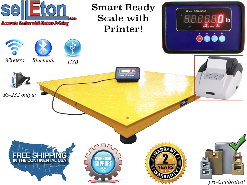 Warehouse Pallet size 48" x 48" 4' x 4' Floor scale & Printer 5000 lbs x 1 lb