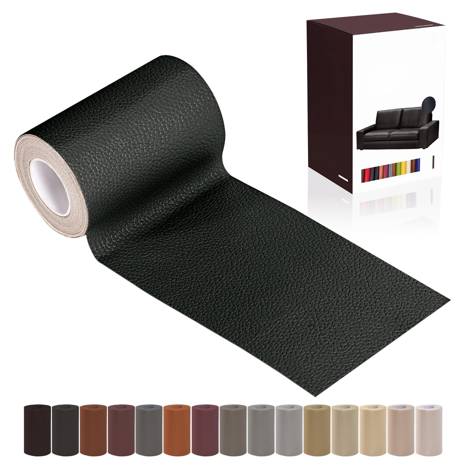 Furniture Leather Repair Kit, Black, 3x61 Inch, Self Adhesive Patch