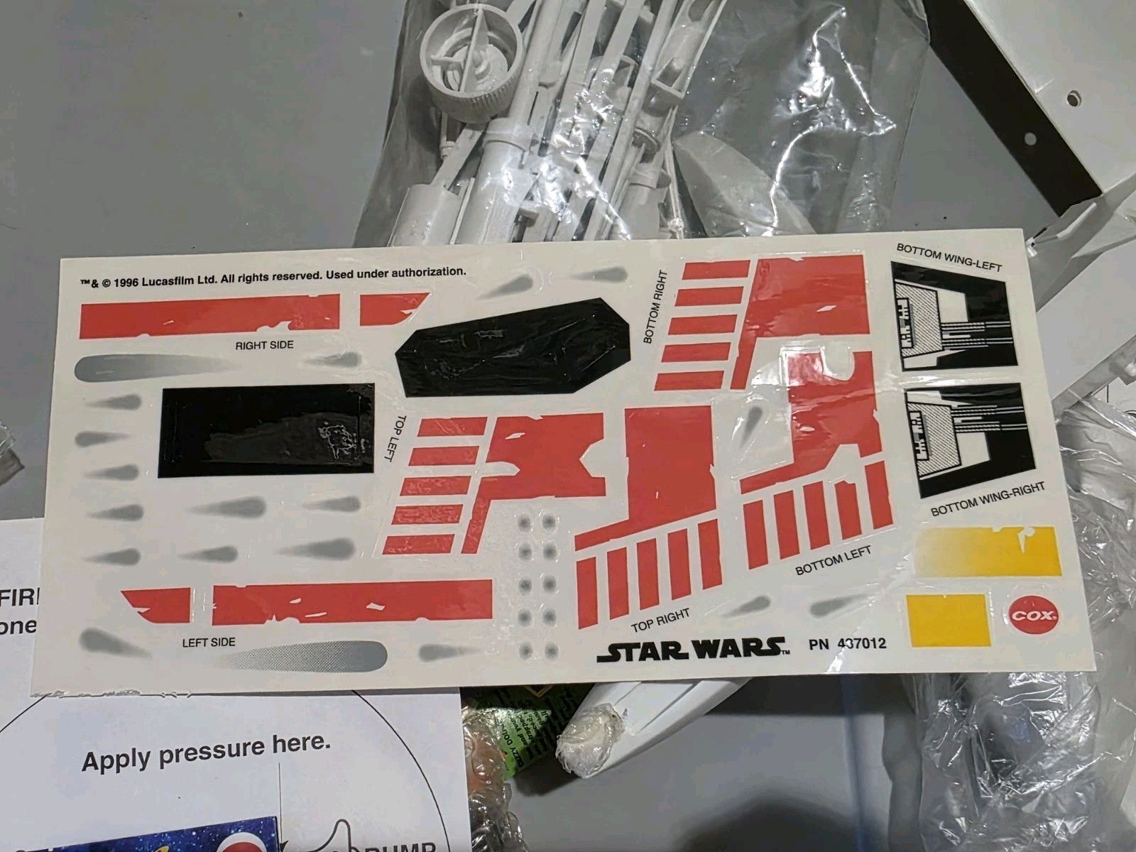 Cox Star Wars X-Wing Control Line Fighter Tether Plane 049 Engine 9310 Complete