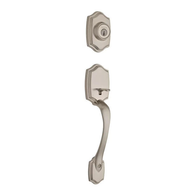 Kwikset Satin Nickel Belleview Handleset - Keyed Deadbolt 687BW LIP 15 SMT