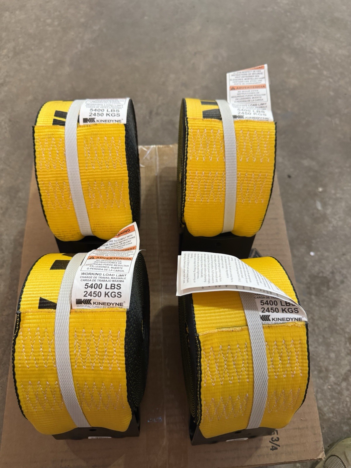 4 New Kinedyne 4" x 30' Winch Strap Tie Downs with Flat Hook - Gold