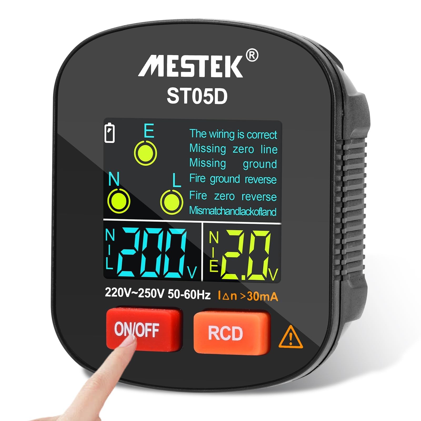 Socket Tester, Power Tester with RCD Testing, 6 Types of Fault Diagnosis, Str...