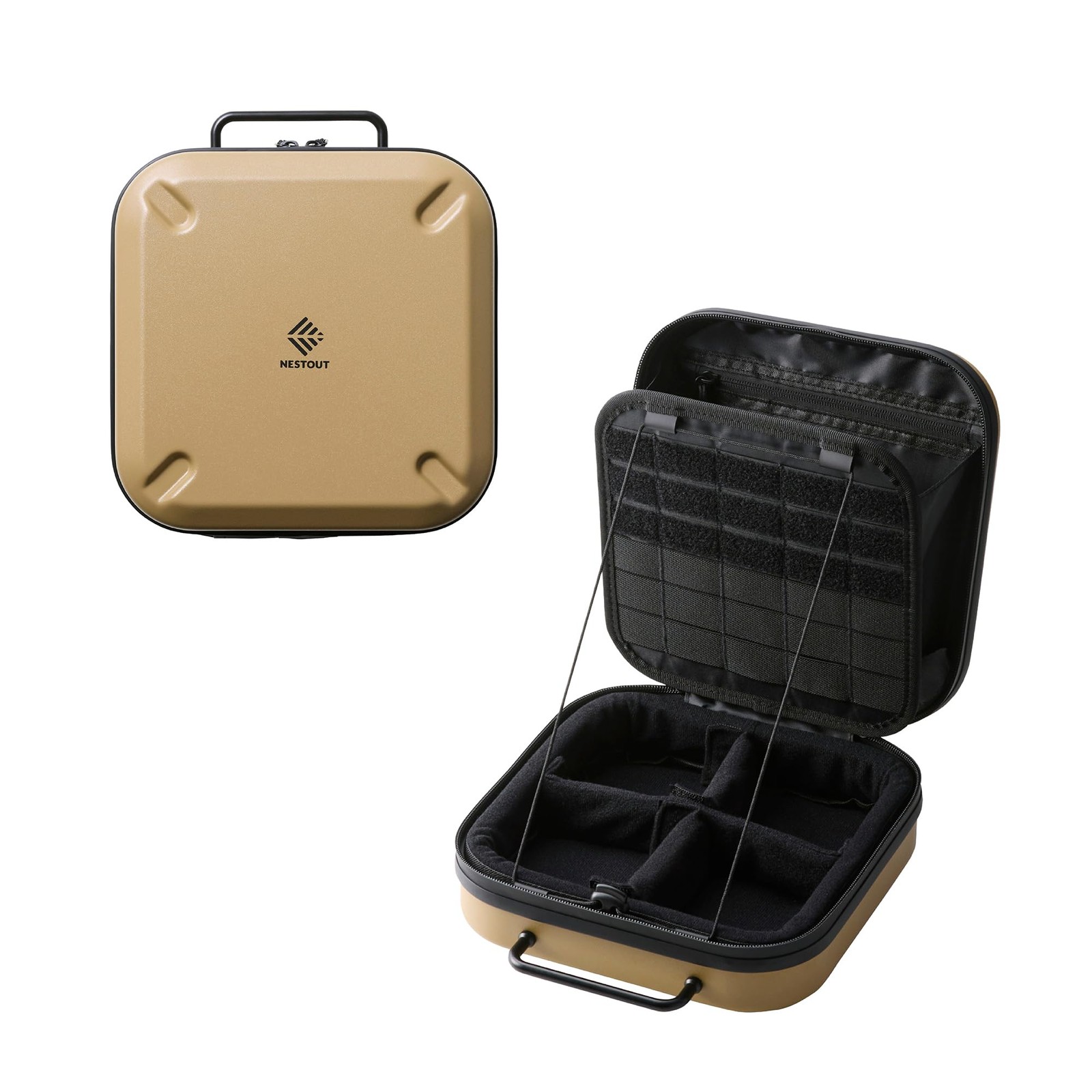 ELECOM NESTOUT Gear Storage Case, Lightweight Hard Shell, Small, Beige