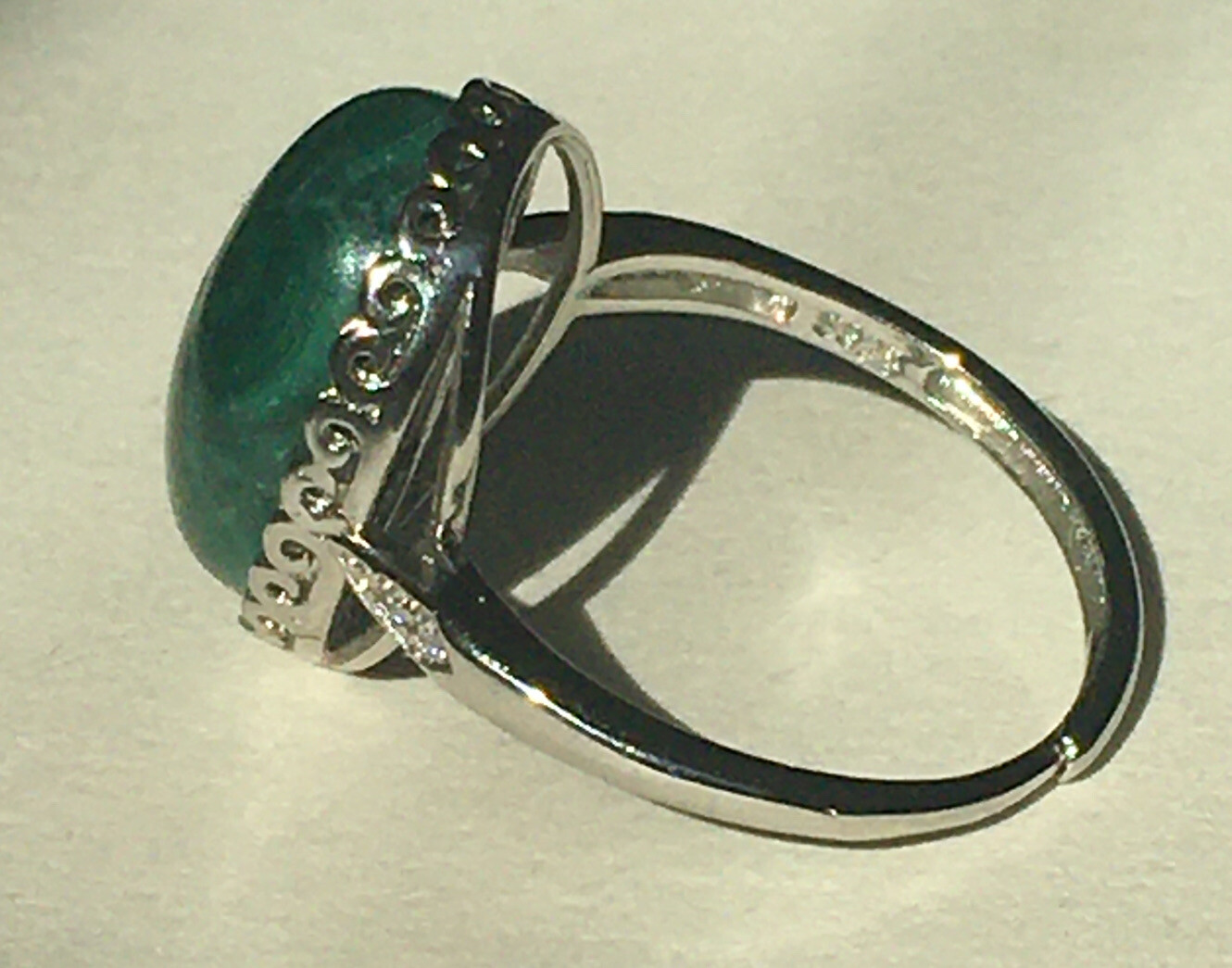 malachite ring S925 adjustable to size 6,7, 8 & 9