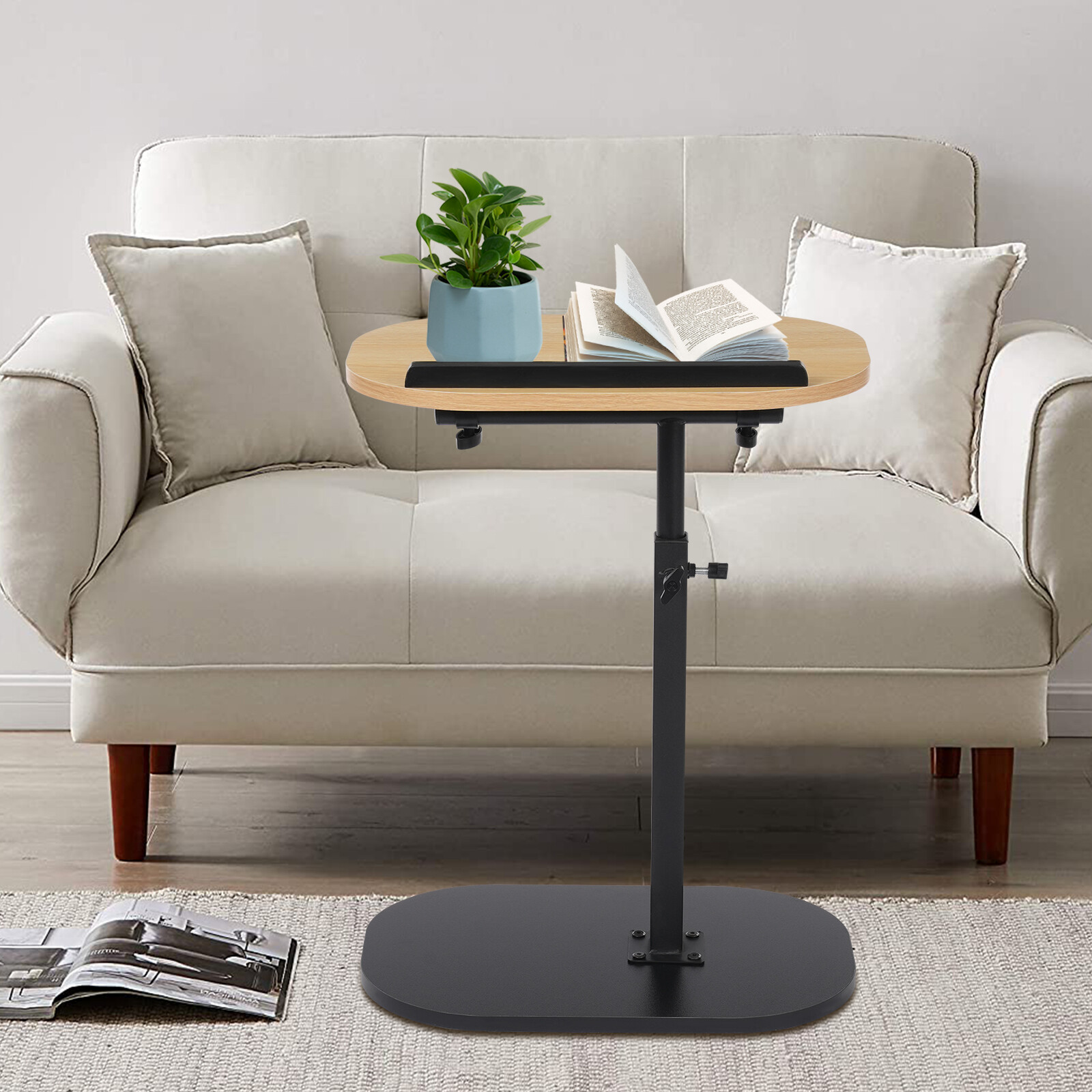 C-shaped Side Table Small Coffee Table Height Adjustable Bed Sofa Side Table