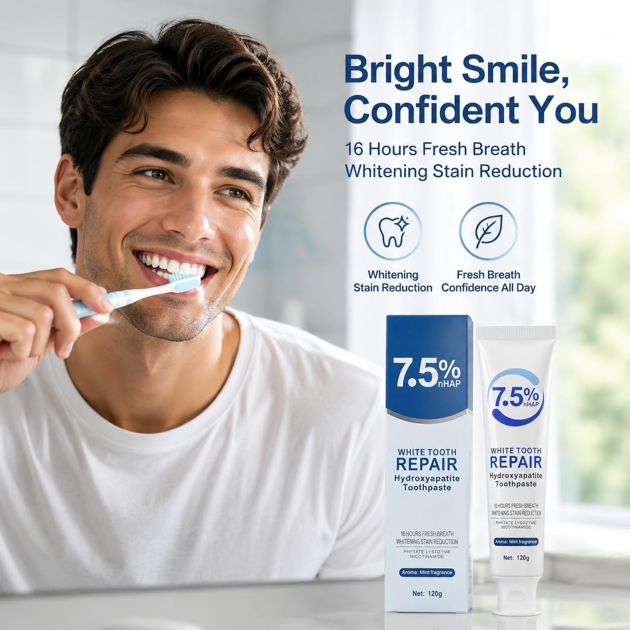 3 Pack Hydroxyapatite Toothpaste Enamel Protection Fresh Breath Mild Mint (79 ch