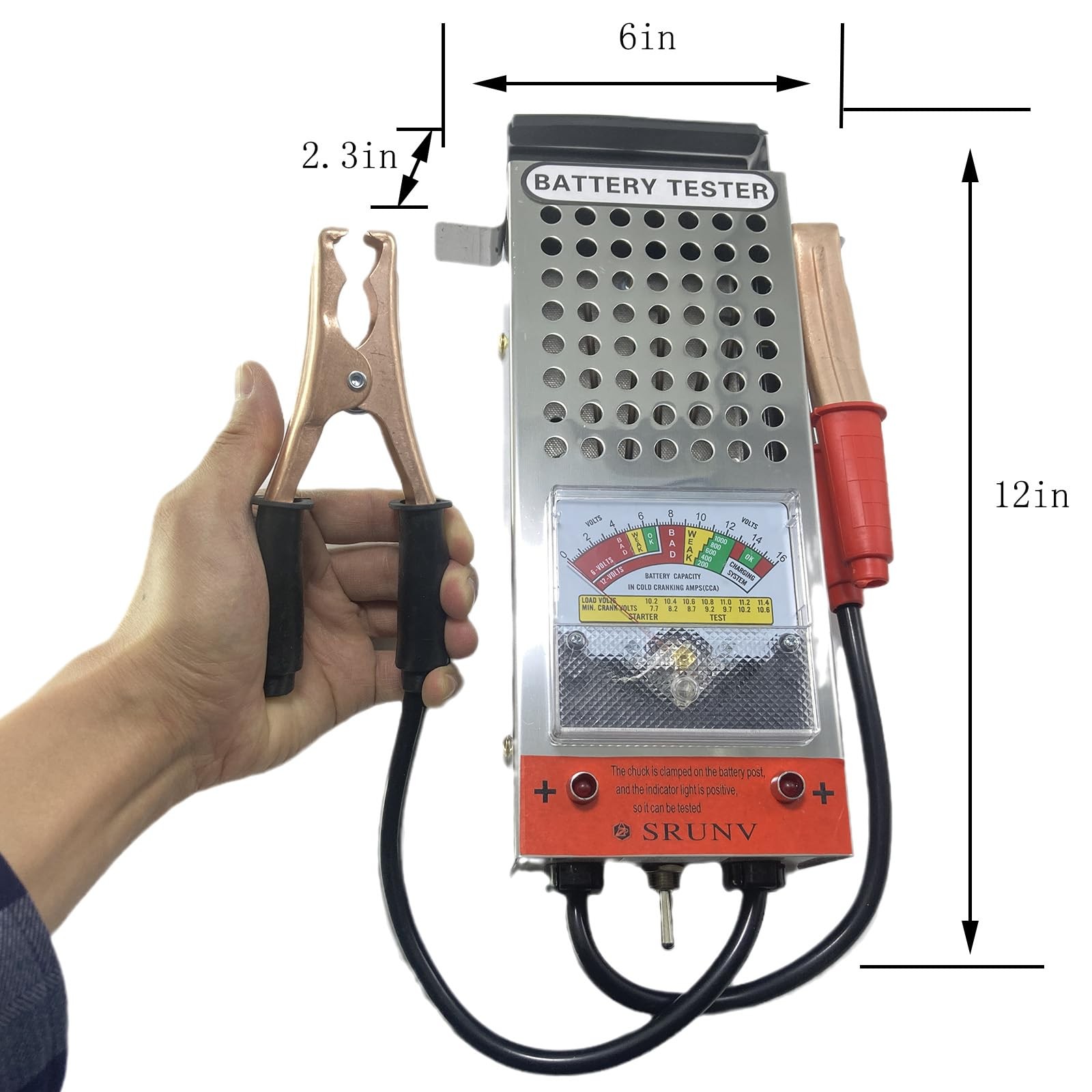 Battery Load Tester, Car Tester 6/12V Compact, Black