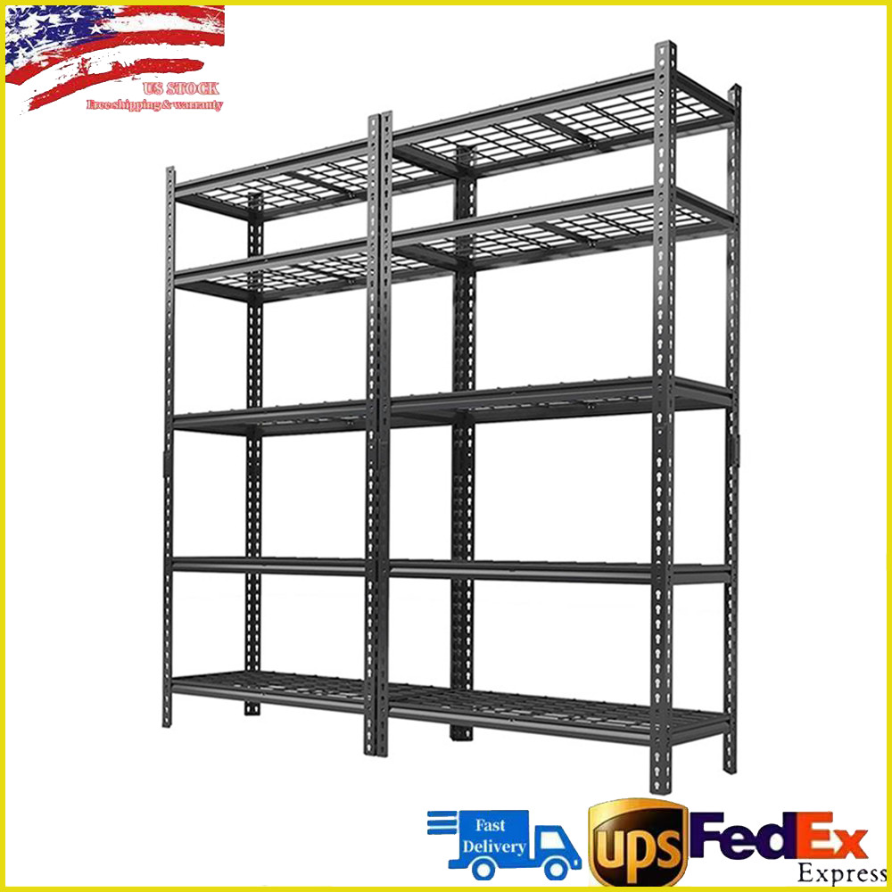 2 Pack 16"Dx 36"Wx 72" H Garage Shelving Heavy Duty 5 Tier Metal Storage Shelves