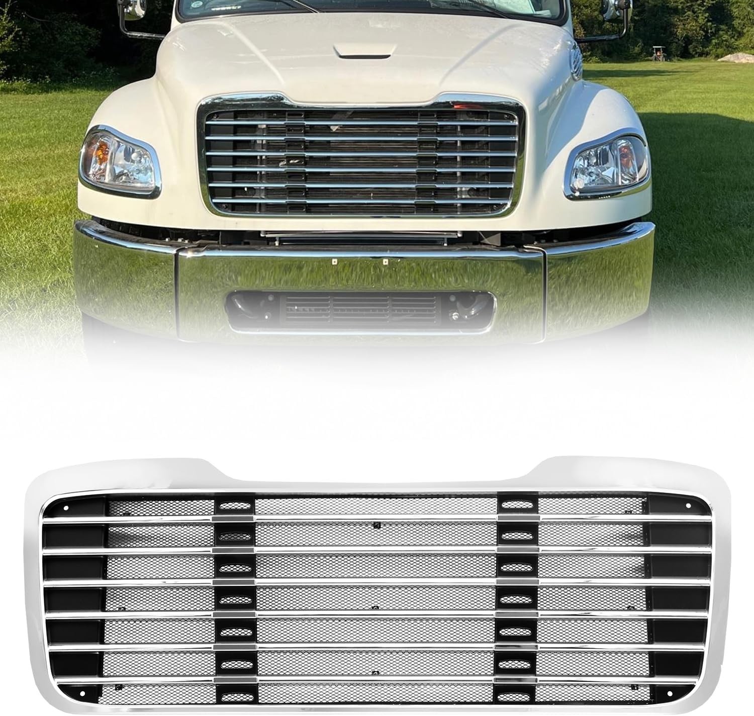 Durable Chrome Grille with Stainless Steel Bug Mesh for 2003-2015 Freightliner