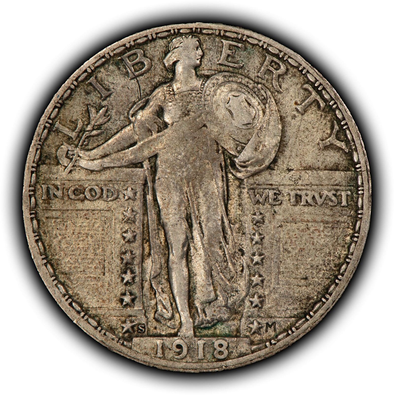 1918-S 25c Standing Liberty Quarter - Strong Luster - Original AU -VIDEO - Y6389