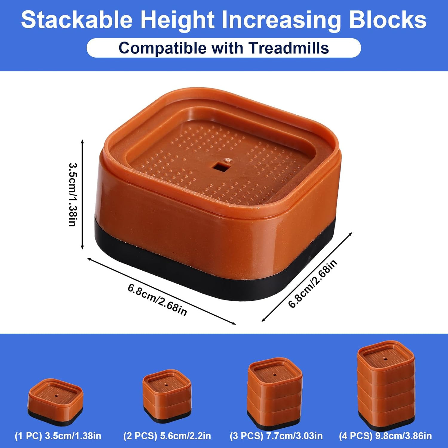 4Pcs Treadmill Incline Riser Blocks, Walking Stackable Height Adjustable Incline