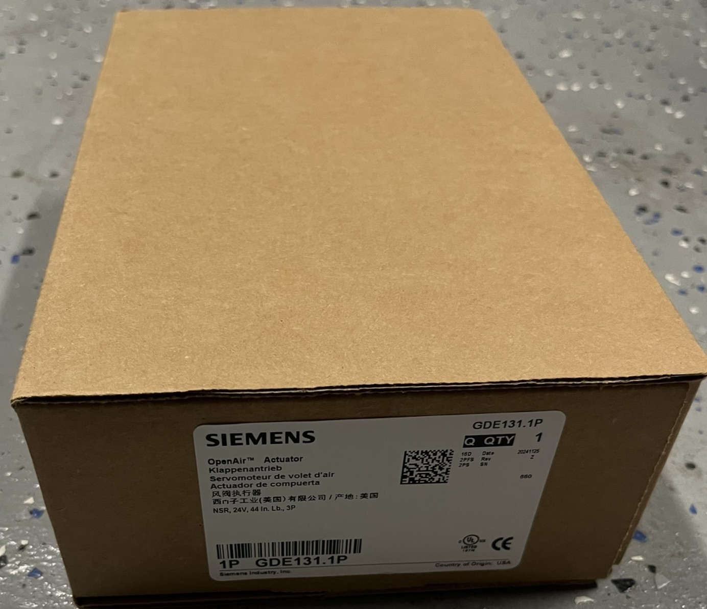 Siemens GDE131.1P OpenAir Actuator NSR 44in-lb 24Vac 3P 50/60Hz | New