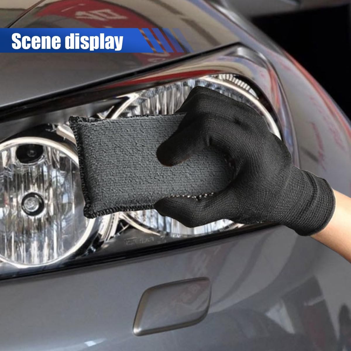 3PCS Car Interior Scrubbing Sponges, 5.5"×3.9" Microfiber Auto Cleaning