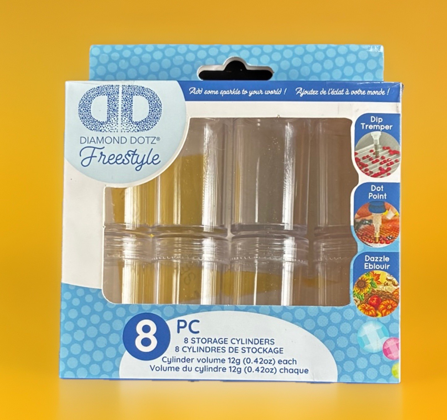 8 Pc Storage Cylinders with Lids .42oz Each