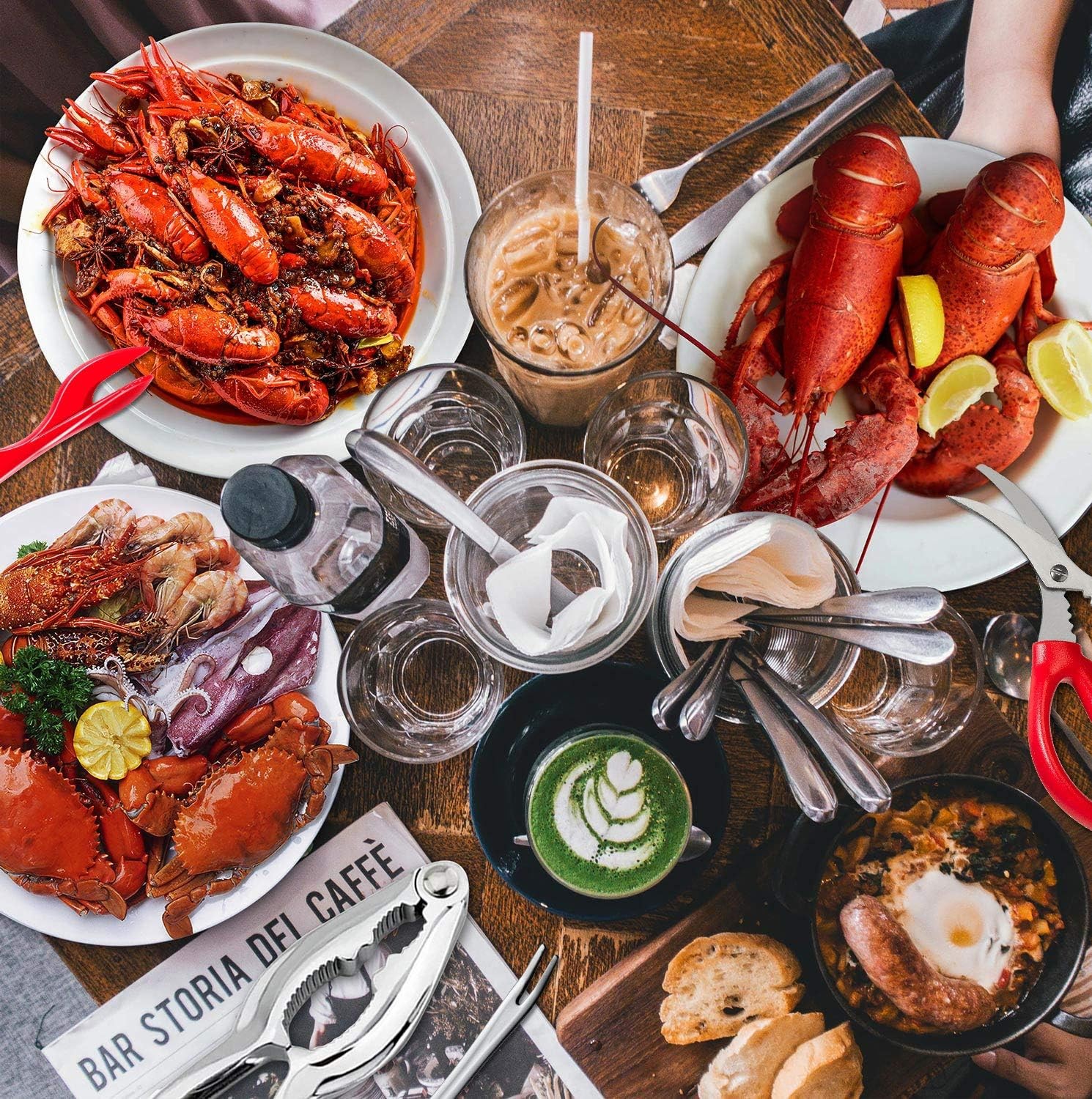 Crab Leg Crackers and Tools - Lobster Picks Set Shellfish Crab...