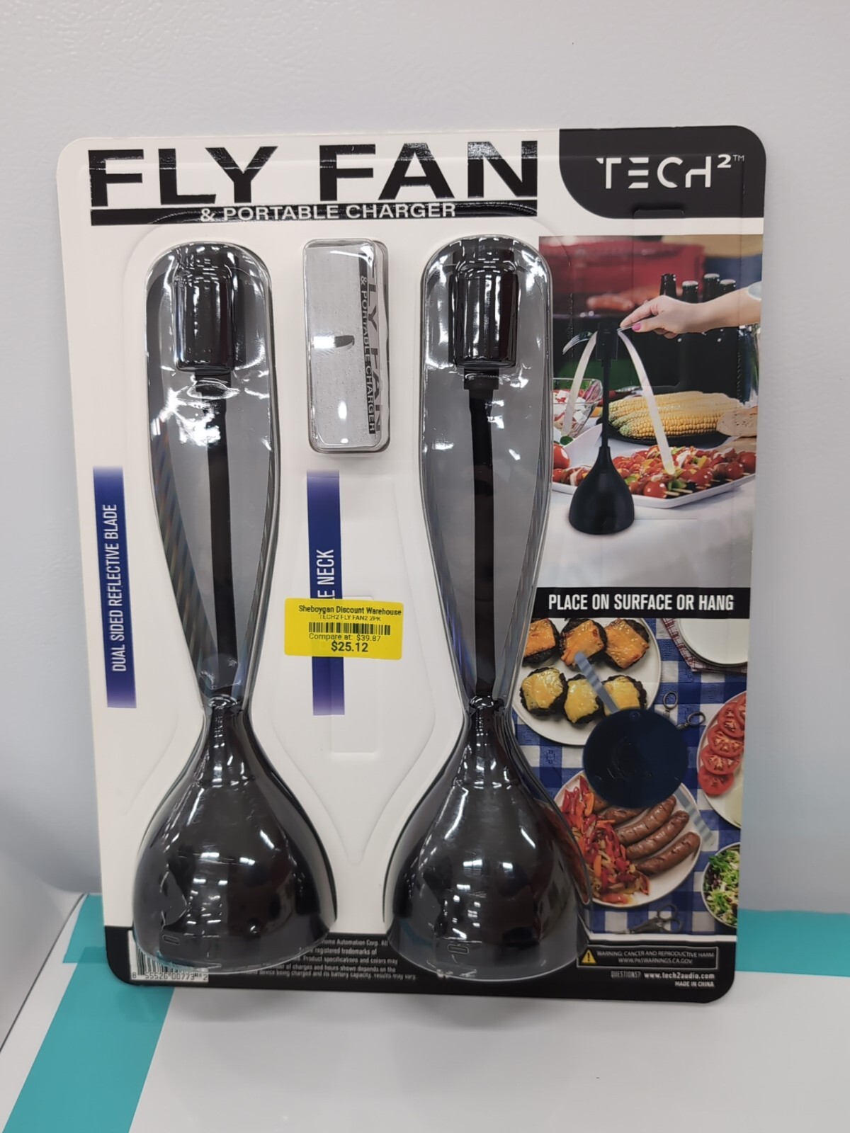 Tech2 Fly Fan & Portable Charger, 2-Pack Silent Spinning