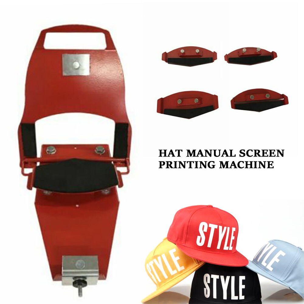 Manual Curve Screen Printer Hat Screen Printing Machine For All TypeCap 4Platens
