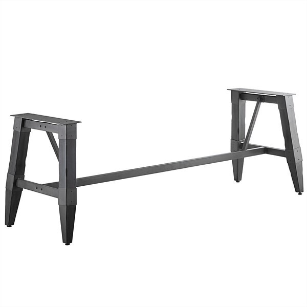 Industrial Style Standard Height Trestle Table Base with Steel Frame & Slate Gra