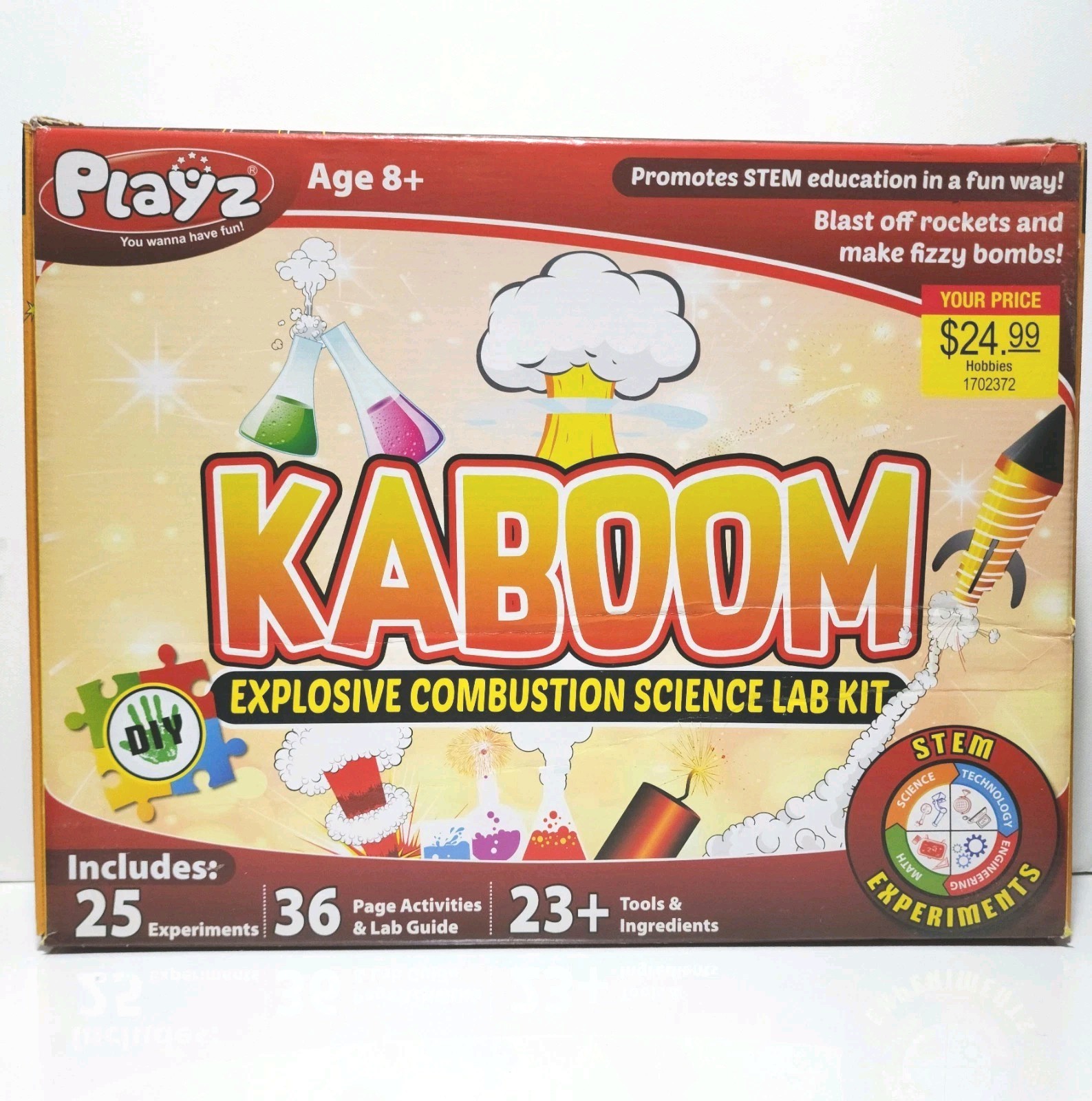 Playz Kaboom Explosive Combustion Science Lab Kit STEM 25 Experiments Open Box