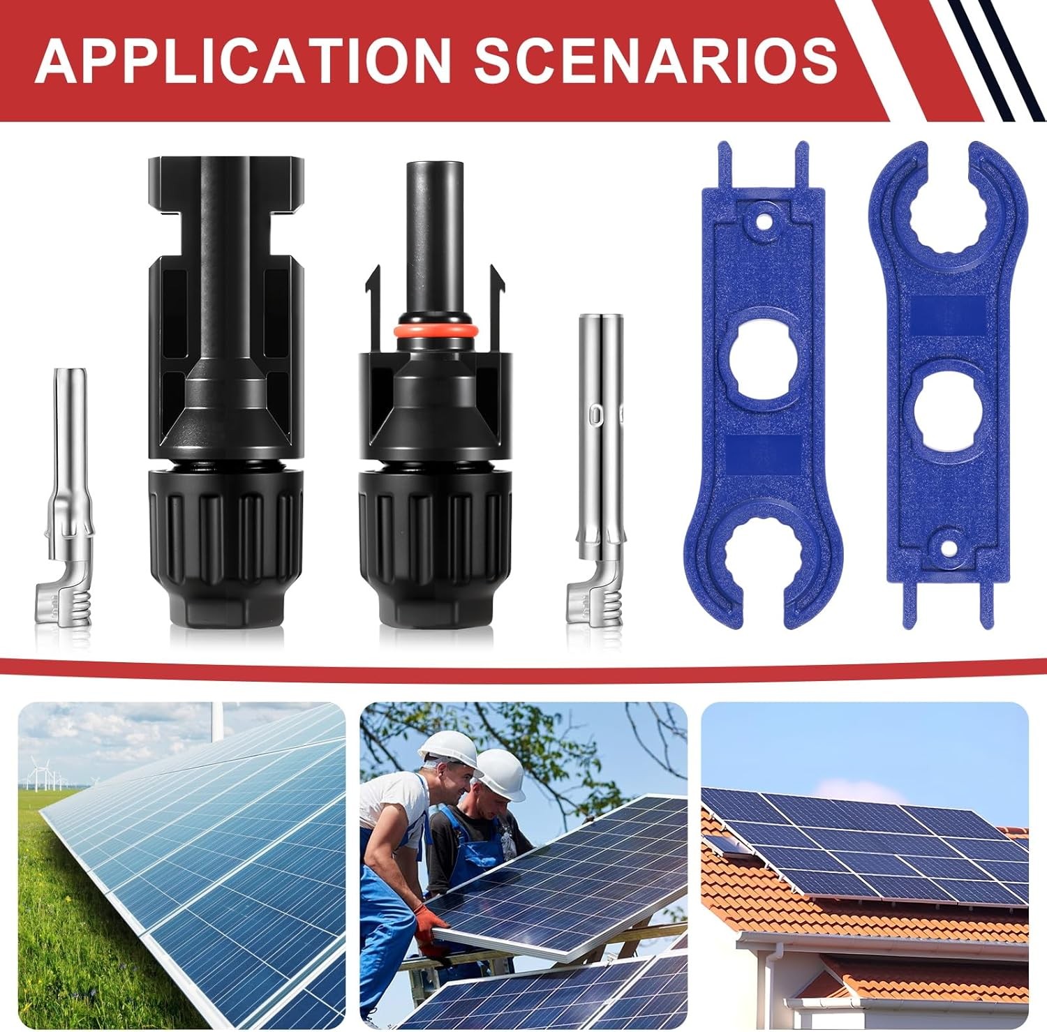 32PCS MC4 Solar Panel Connectors 1000V 30A IP67 10AWG Kit