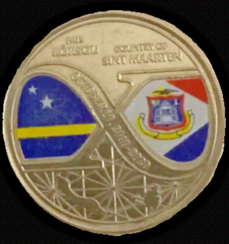 2020 Netherlands Antilles 5 Gulden, AU-MS 10th Anniversary #70