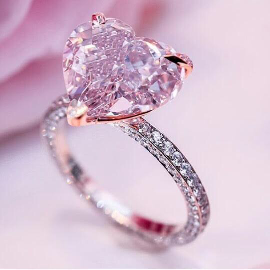 12 mm Pink Heart Shape Solitaire Engagement Wedding Ring 925 Sterling Silver