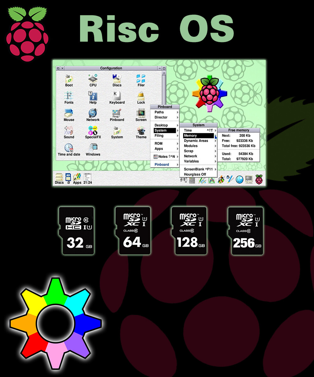 RISC OS for Raspberry Pi Preloaded Class 10 Micro SD