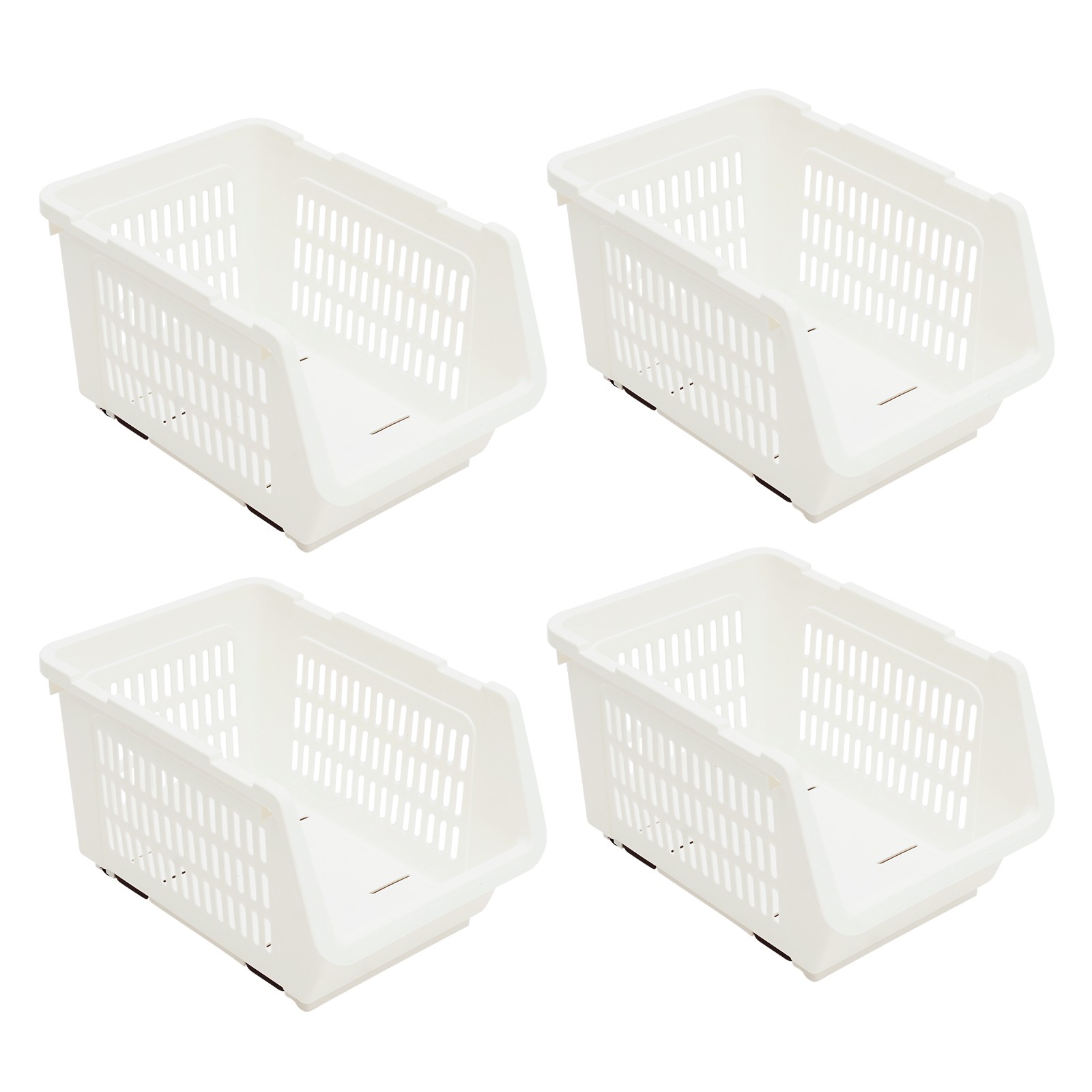 4PCS Stacking Storage Baskets Stackable Organizer Baskets Modern Storage Bins PP