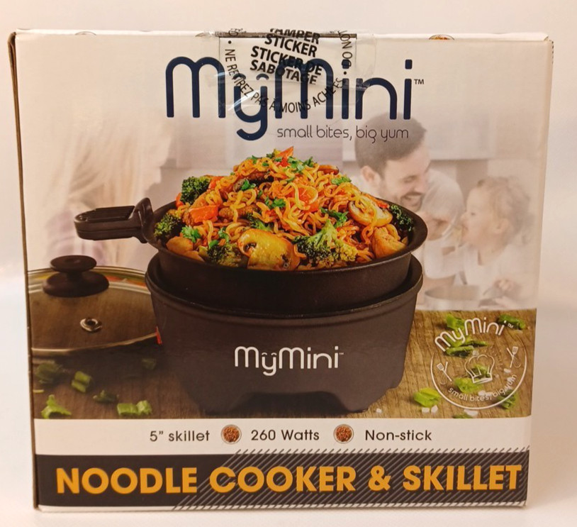 MyMini Noodle Cooker and Skillet  5” inch 260 Watts, Black Brand NIB
