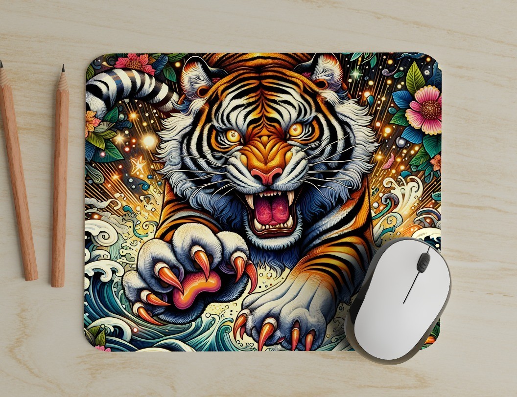 Anime Tiger Mouse Pad great for Office or Gaming Personalize