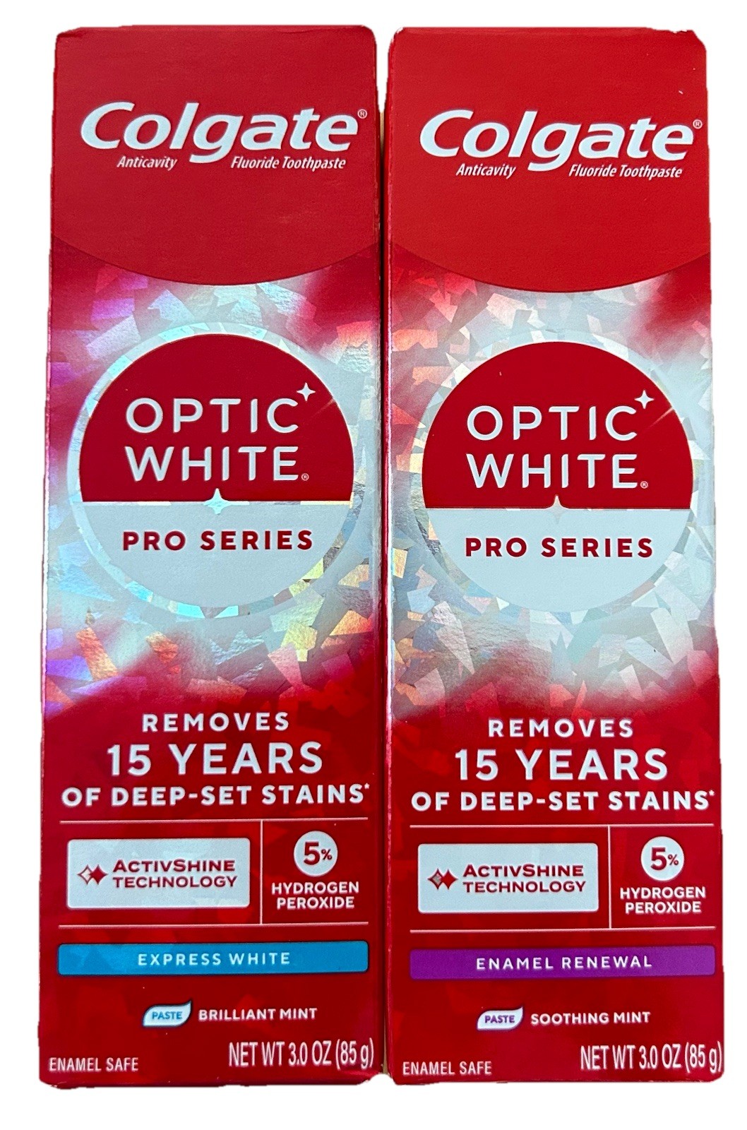 2 Colgate Optic White Pro Series Express White Enamel Renewal Toothpaste 3oz New