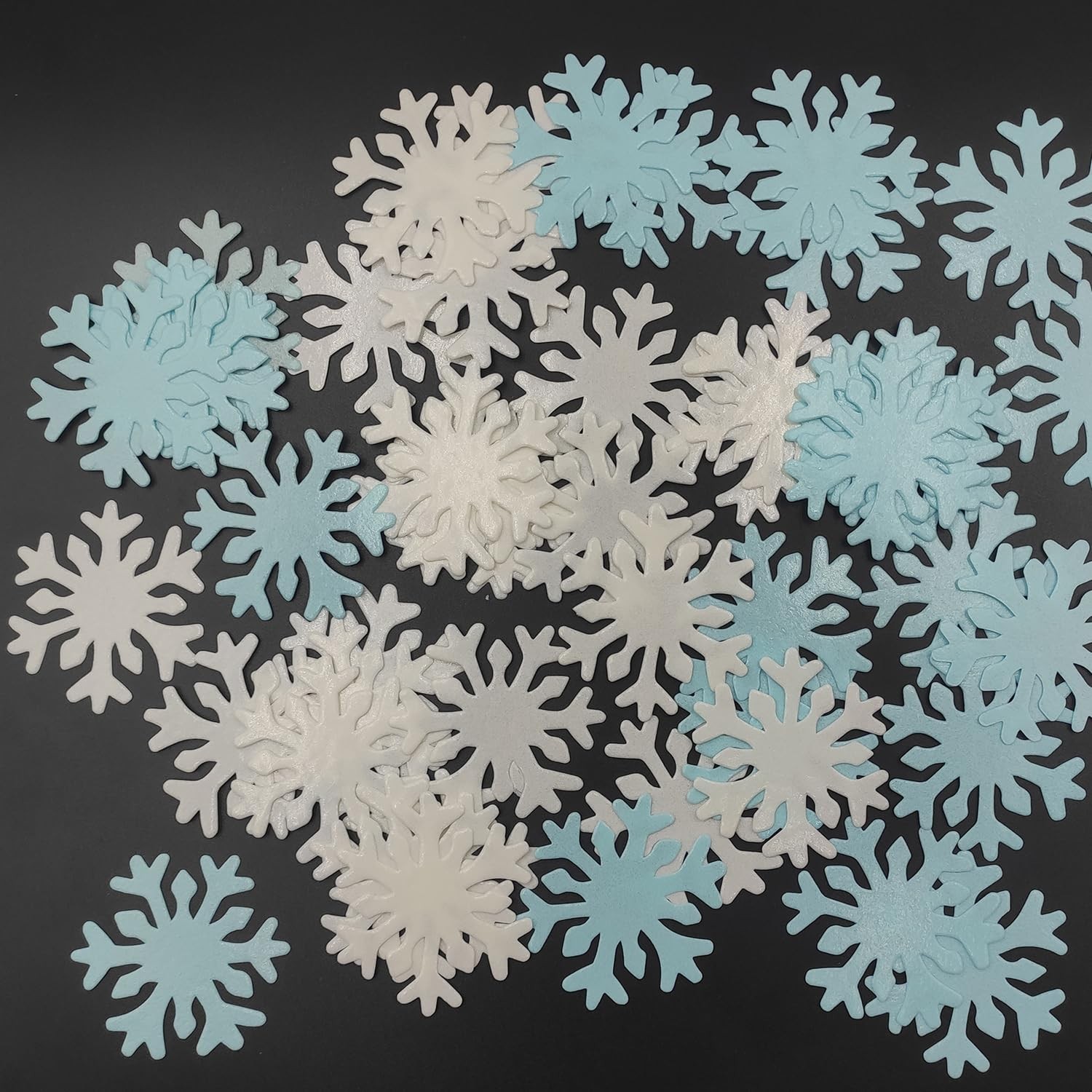 50pcs Edible Snowflakes for Cake Decorating Cupcake Toppers for Christmas Win...