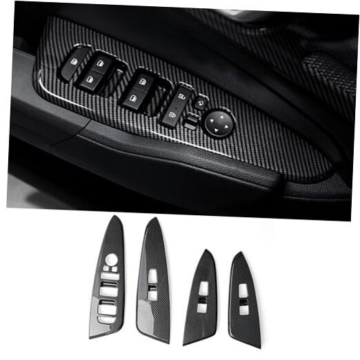Window Switch Bezel, Door Window Switch Panel Cover Door Carbon Fiber Pattern
