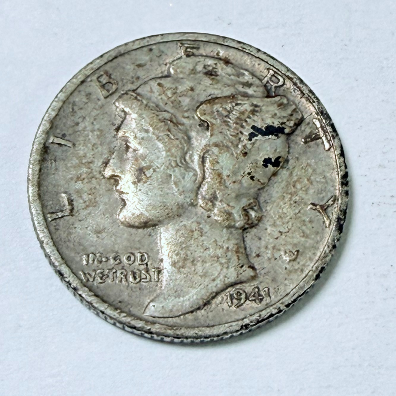 1941-D MERCURY DIME, 90% SILVER, VERY FINE DETAILS FREE SHIPPING #9254