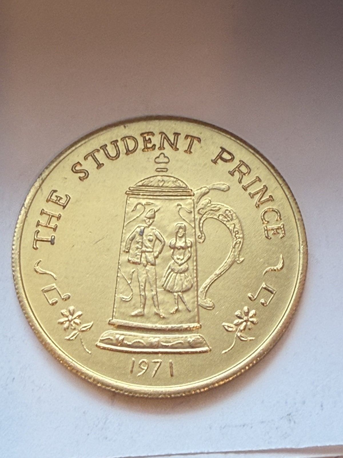 Knights of Babylon 1971 Gold Aluminum Doubloon, The Student Prince