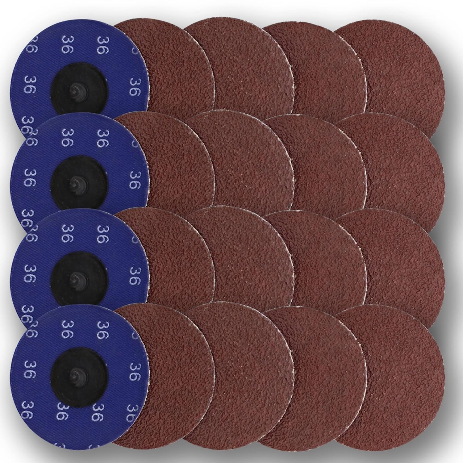 SATC 25PCS 3Inch AO Roll Lock Quick Change Sanding Discs 36 Grit for Die Grinder