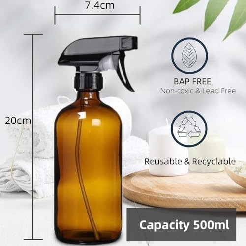 Spray Bottles– 16.9oz/500ml Refillable & Durable Fine Mist Plastic Sprayers