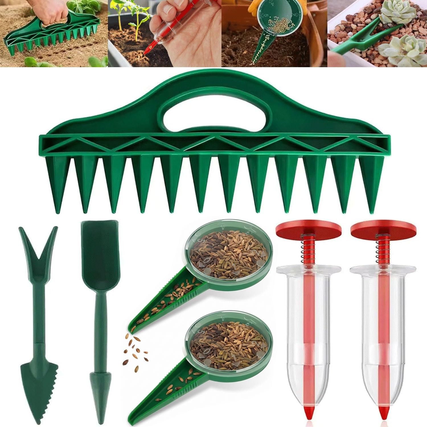 12-Hole Digger Spreader,7 Piece Sowing Seeds Dispenser Set,Mini Dispenser for...