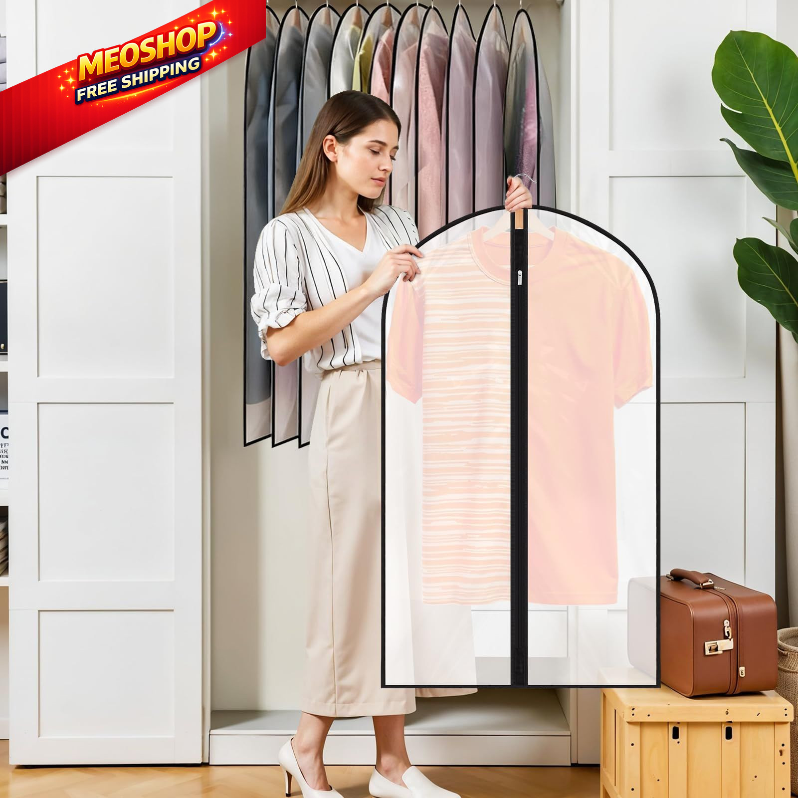 12 Pack Garment Bags 60 * 100cm, 40in PEVA Translucent 12Pcs: Clear