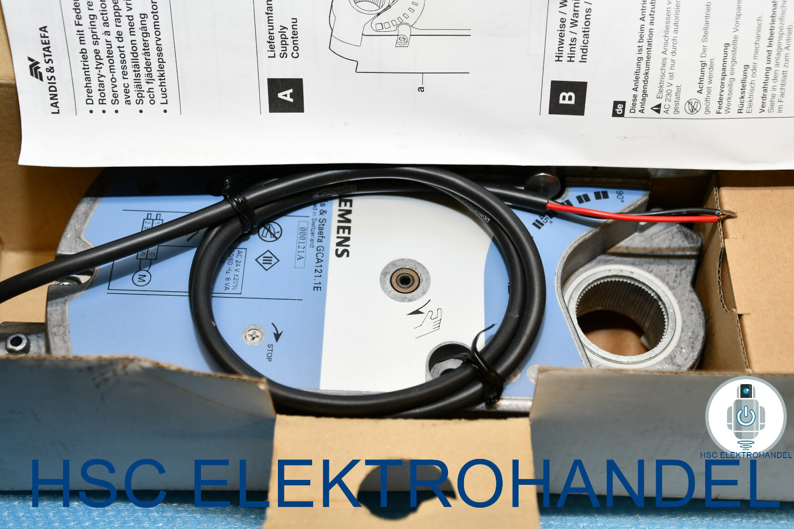 Siemens GCA121.1E Rotary Actuator for Air Caps AC 24V, 16Nm 50/60Hz