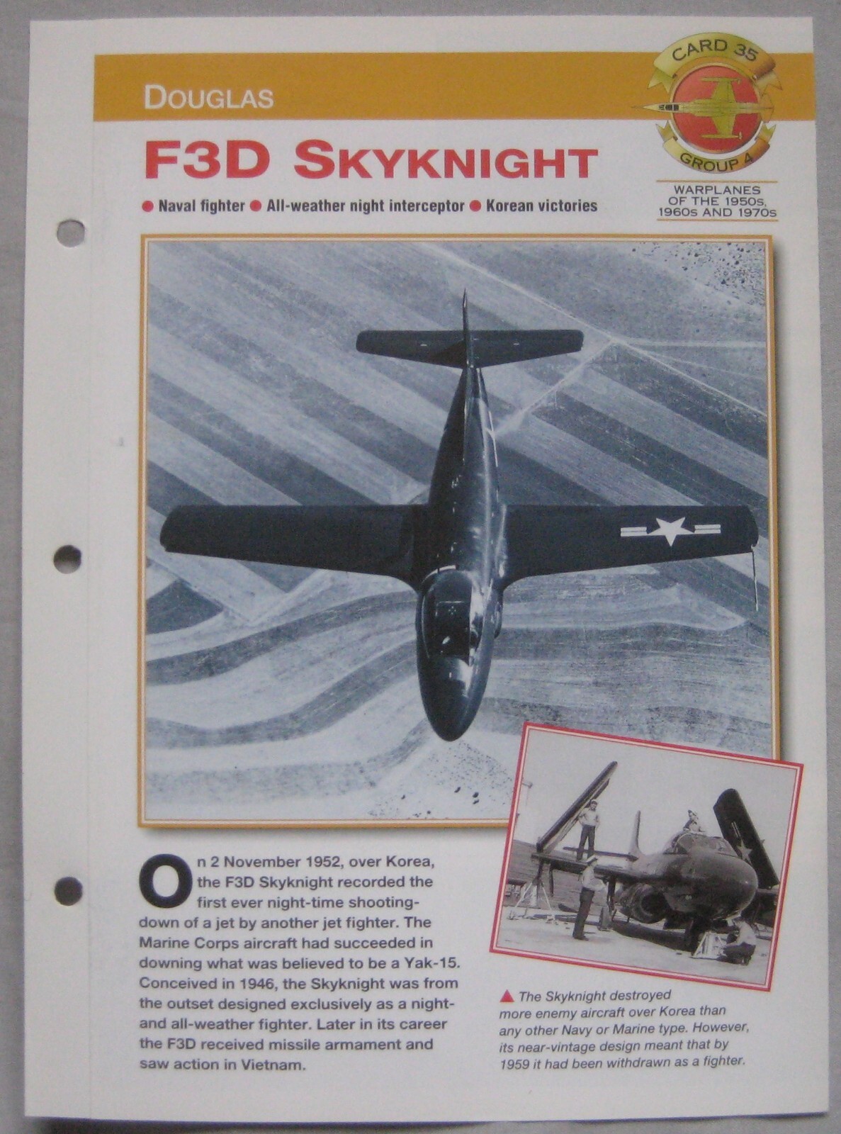 Aircraft of the World Card 35 , Group 4 - Douglas F3D Skyknight
