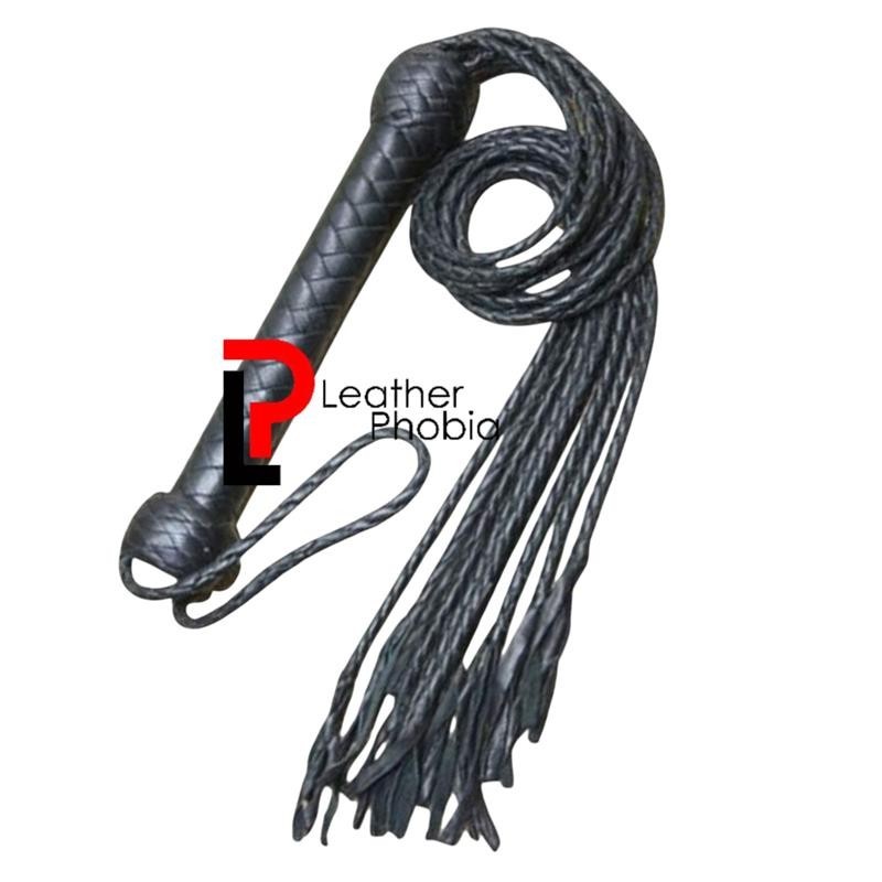 Premium Handcrafted Bullhide Leather Flogger with 9 Durable Braided Tails