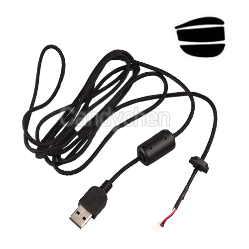 Mouse Mice USB Nylon Braided Cable Line Wire & Feet Skate For Logitech G9 G9X