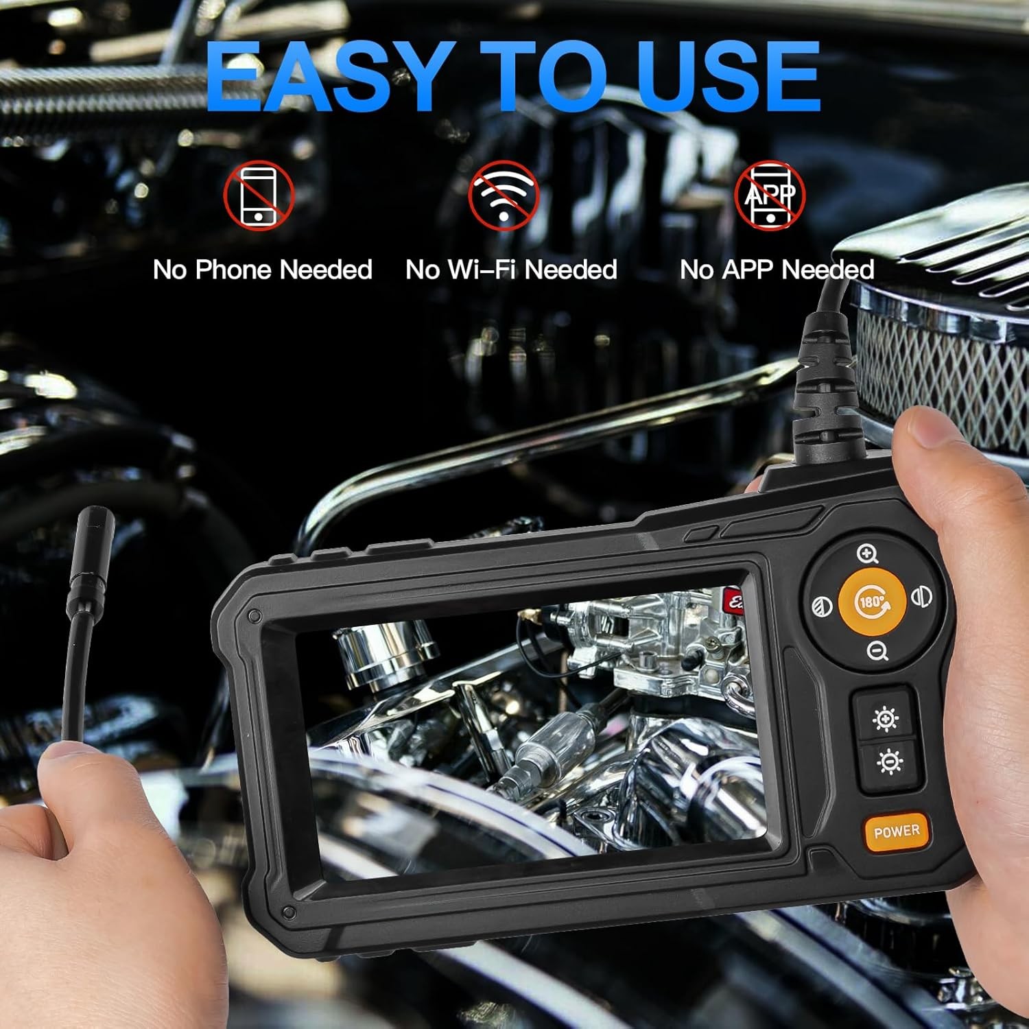 Endoscope Camera with Light - 4.3" LCD Screen Inspection Cameras,IP67 Waterproof