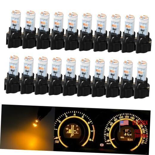20 Pcs T5 LED Lights for Car Dashboard T5 37 74 LED Bulb with Twist Lock Yellow
