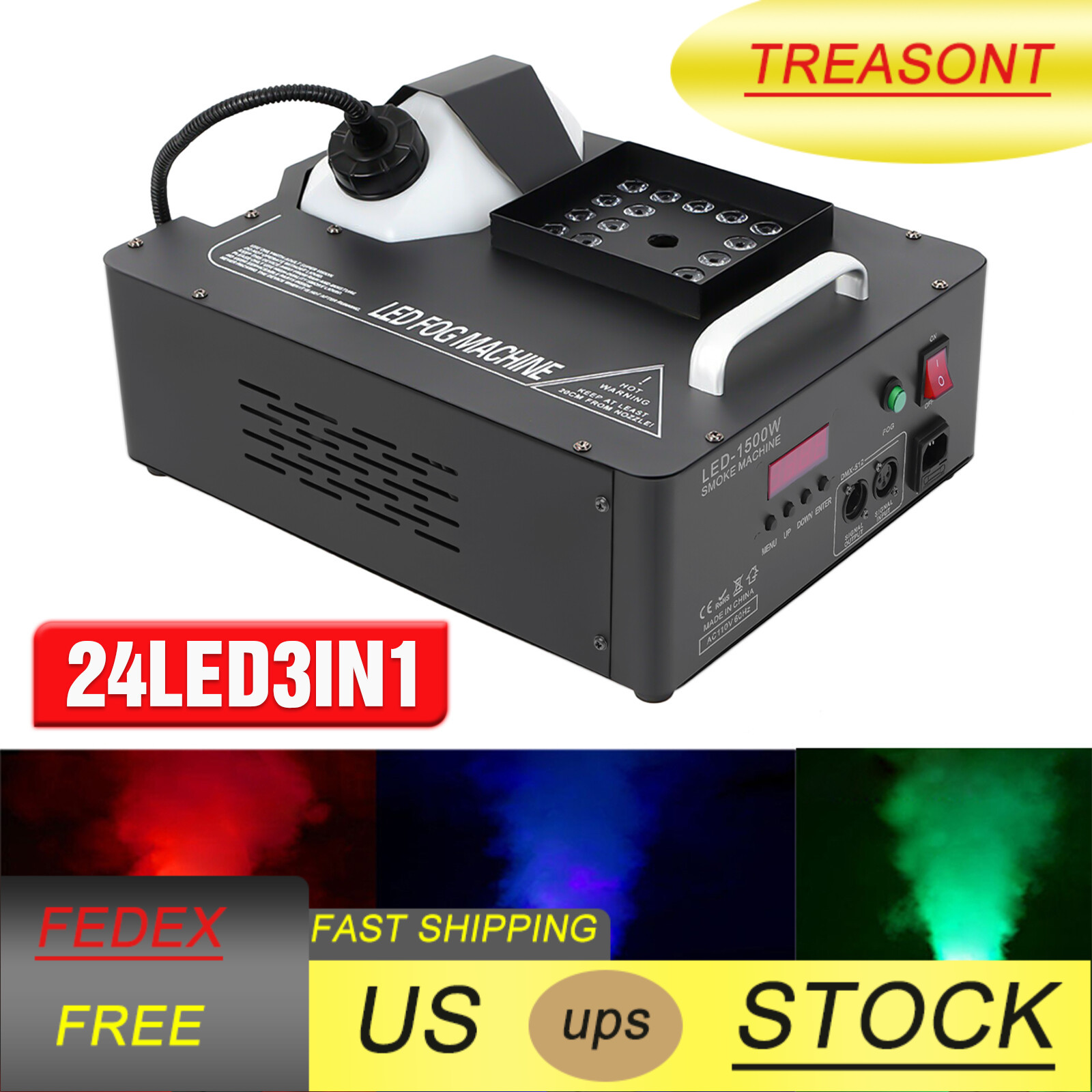 1500W Smoke Fog LED RGB DMX Vertical Spray Stage Light Fogger Effects Machine